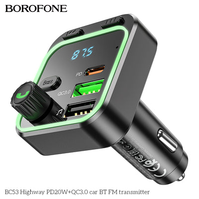BC53 Highway Car Wireless FM Transmitter – Fast Charging & Crystal-Clear Sound