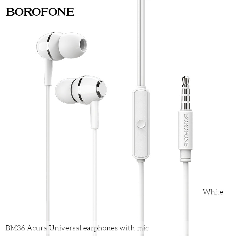 BM36 Acura Universal Earphones with Mic – Heavy Bass & Clear Sound