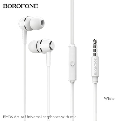 BM36 Acura Universal Earphones with Mic – Heavy Bass & Clear Sound