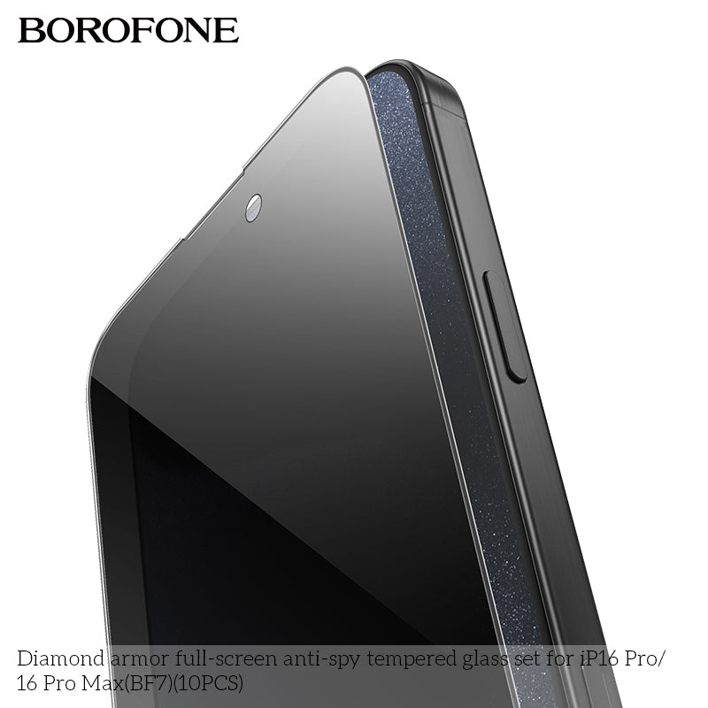 Diamond Armor Anti-Spy Tempered Glass for iPhone 16 Pro Max (10PCS) – Full Screen Protector Set