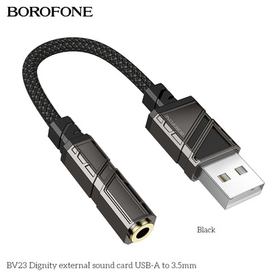 BV23 Dignity External Sound Card USB-A to 3.5mm – Plug & Play Audio Adapter