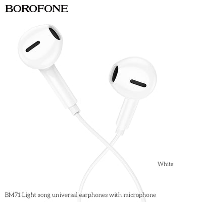 BM71 Light Song Universal Earphones with Mic – Lightweight & Clear Sound