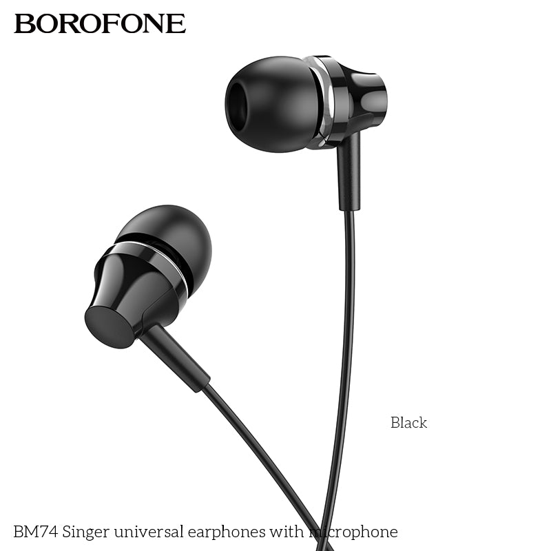 BM74 Singer Universal Earphones with Mic – Powerful Sound, Everyday Comfort