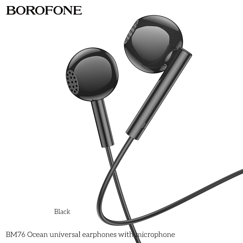 BM76 Ocean Universal Stereo Earphones with Mic – Deep Sound, Smooth Comfort