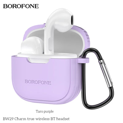 BOROFONE Taro purple wireless BT headset case with carabiner 