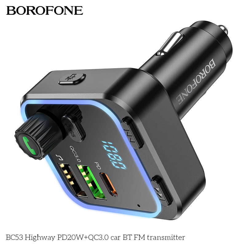 BC53 Highway Car Wireless FM Transmitter – Fast Charging & Crystal-Clear Sound