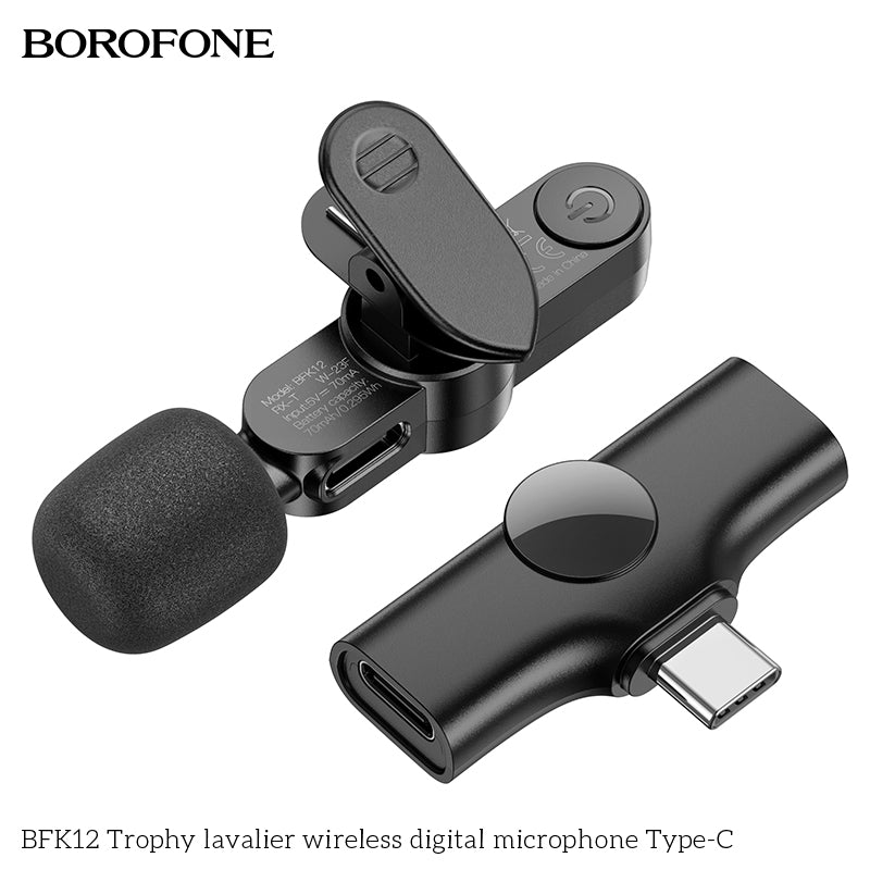 BFK12 Trophy Lavalier Wireless Digital Microphone – USB Lapel Mic for Podcasts & Gaming