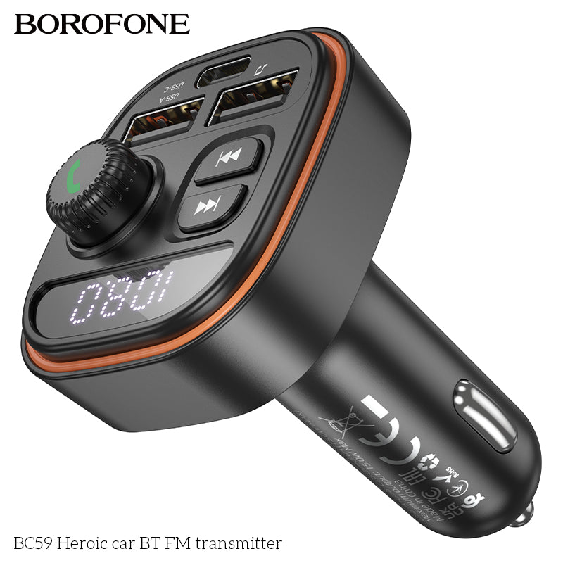 BC59 Heroic Car Bluetooth FM Transmitter – Clear, Powerful & Easy Wireless FM
