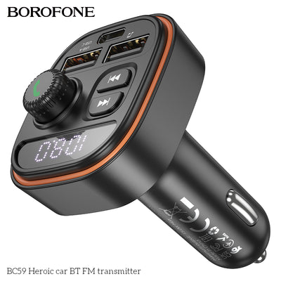 BC59 Heroic Car Bluetooth FM Transmitter – Clear, Powerful & Easy Wireless FM
