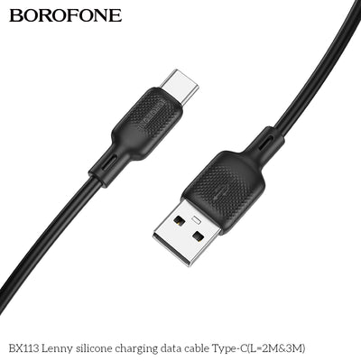 BX113 Lenny Silicone Type-C Charging Data Cable (2M/3M)