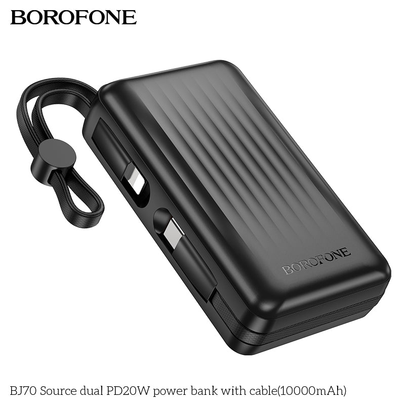 BJ70 Source Dual PD20W USB-C Power Bank with Cable – Fast & Light