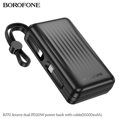 BJ70 Source Dual PD20W USB-C Power Bank with Cable – Fast & Light
