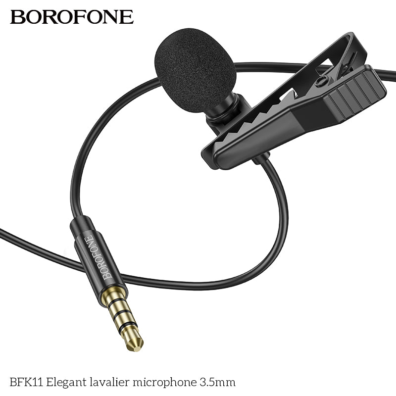 BFK11 Elegant Lavalier Microphone 3.5mm – Lapel Mic for Podcasts, Gaming & More