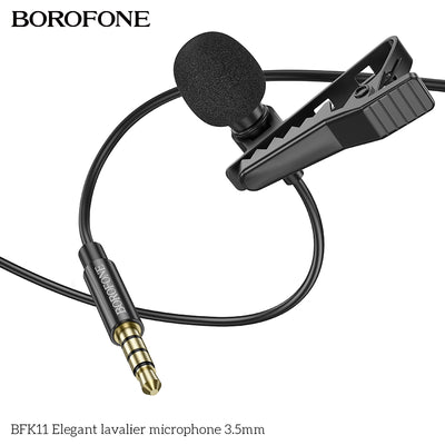 BFK11 Elegant Lavalier Microphone 3.5mm – Lapel Mic for Podcasts, Gaming & More