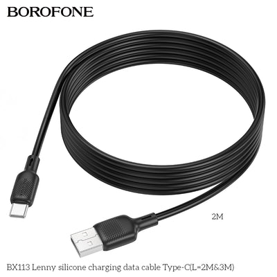 BX113 Lenny Silicone Type-C Charging Data Cable (2M/3M)
