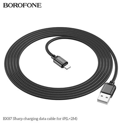 BX87 Sharp iPhone Charging Data Cable 2M Fast Charger for iPad & iPhone
