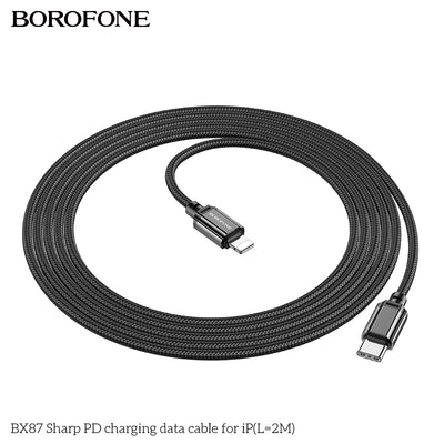 BX87 Sharp PD iPhone Charging Data Cable 2M Packaged – Fast Charger for iPhone & iPad