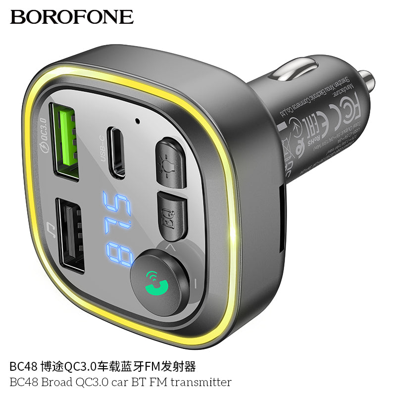 BC48 Broad Car Wireless FM Transmitter – Fast Charge & Clear Sound