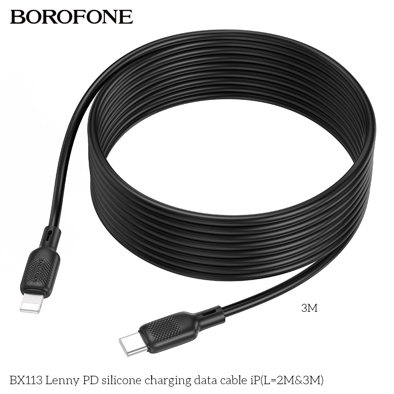 BX113 Lenny PD Silicone iP/Type-C Charging Data Cable (2M/3M)