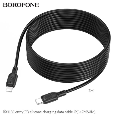 BX113 Lenny PD Silicone iP/Type-C Charging Data Cable (2M/3M)