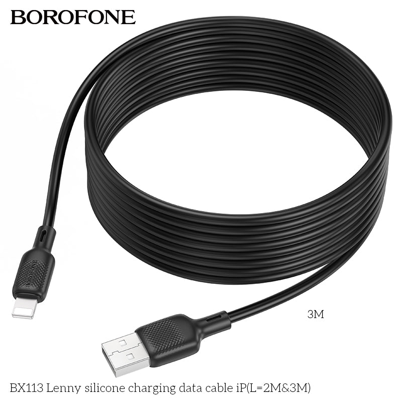 BX113 Lenny Silicone iP Charging Data Cable (2M/3M)