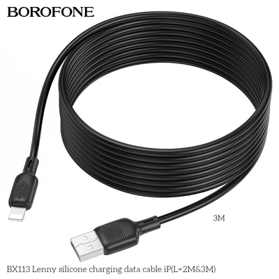 BX113 Lenny Silicone iP Charging Data Cable (2M/3M)