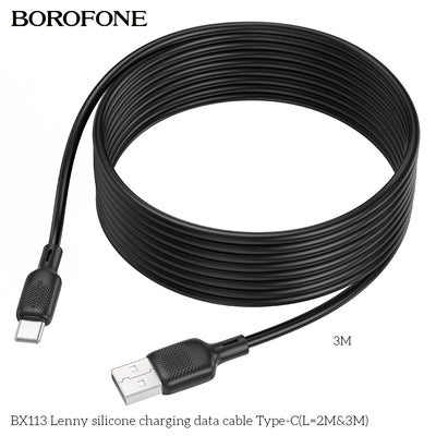 BX113 Lenny Silicone Type-C Charging Data Cable (2M/3M)