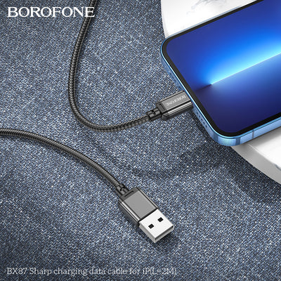BX87 Sharp iPhone Charging Data Cable 2M Fast Charger for iPad & iPhone