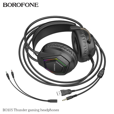 BO105 Thunder Wired Gaming Headphones – Over-Ear Headset with Mic & Noise Cancelling