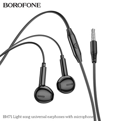 BM71 Light Song Universal Earphones with Mic – Lightweight & Clear Sound