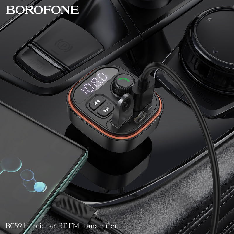 BC59 Heroic Car Bluetooth FM Transmitter – Clear, Powerful & Easy Wireless FM