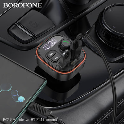 BC59 Heroic Car Bluetooth FM Transmitter – Clear, Powerful & Easy Wireless FM