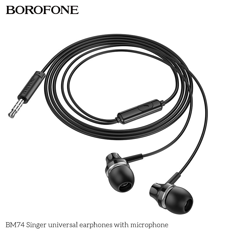 BM74 Singer Universal Earphones with Mic – Powerful Sound, Everyday Comfort