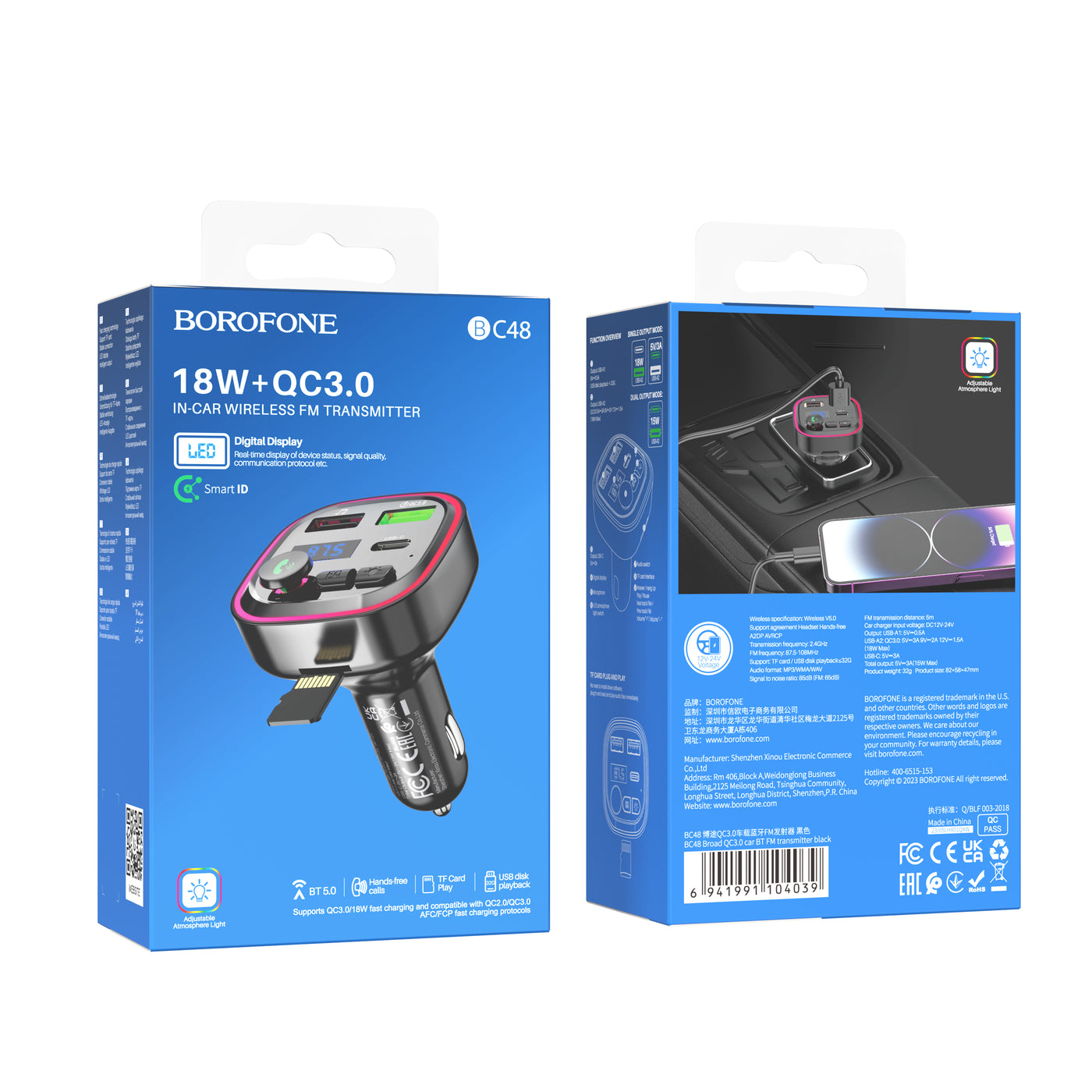 BC48 Broad Car Wireless FM Transmitter – Fast Charge & Clear Sound