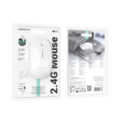 BG14 Planet 2.4G Business Wireless Mouse – Ergonomic, Silent & Durable Black/White