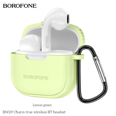 BOROFONE lemon green wireless headset case with carabiner 