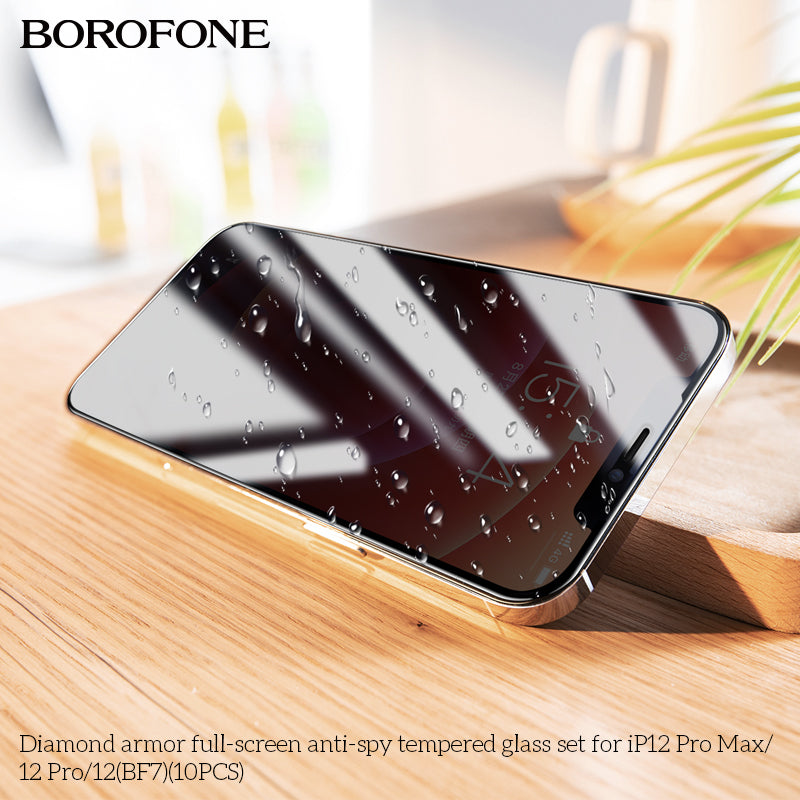 Diamond Armor Anti-Spy Tempered Glass for iPhone 12 / iPhone 12 Pro / 12 Pro Max (10PCS) – Full Screen Protector Set