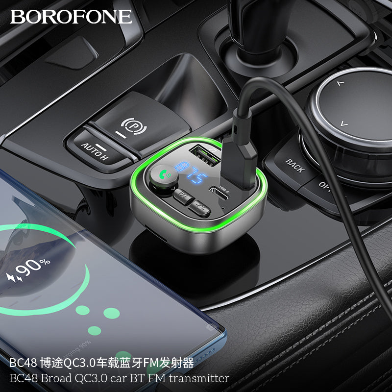BC48 Broad Car Wireless FM Transmitter – Fast Charge & Clear Sound