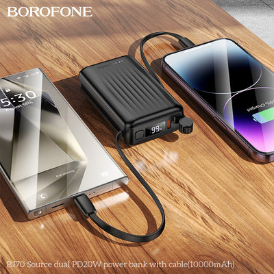 BJ70 Source Dual PD20W USB-C Power Bank with Cable – Fast & Light