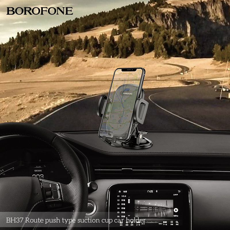 BH37 Route Suction Cup Car Phone Holder – Secure Push-Type Mobile Holder