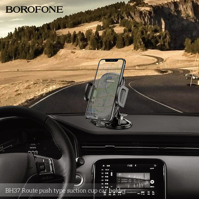 BH37 Route Suction Cup Car Phone Holder – Secure Push-Type Mobile Holder