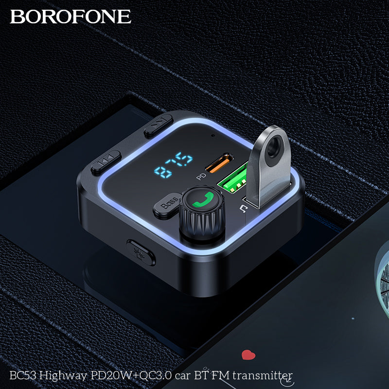 BC53 Highway Car Wireless FM Transmitter – Fast Charging & Crystal-Clear Sound