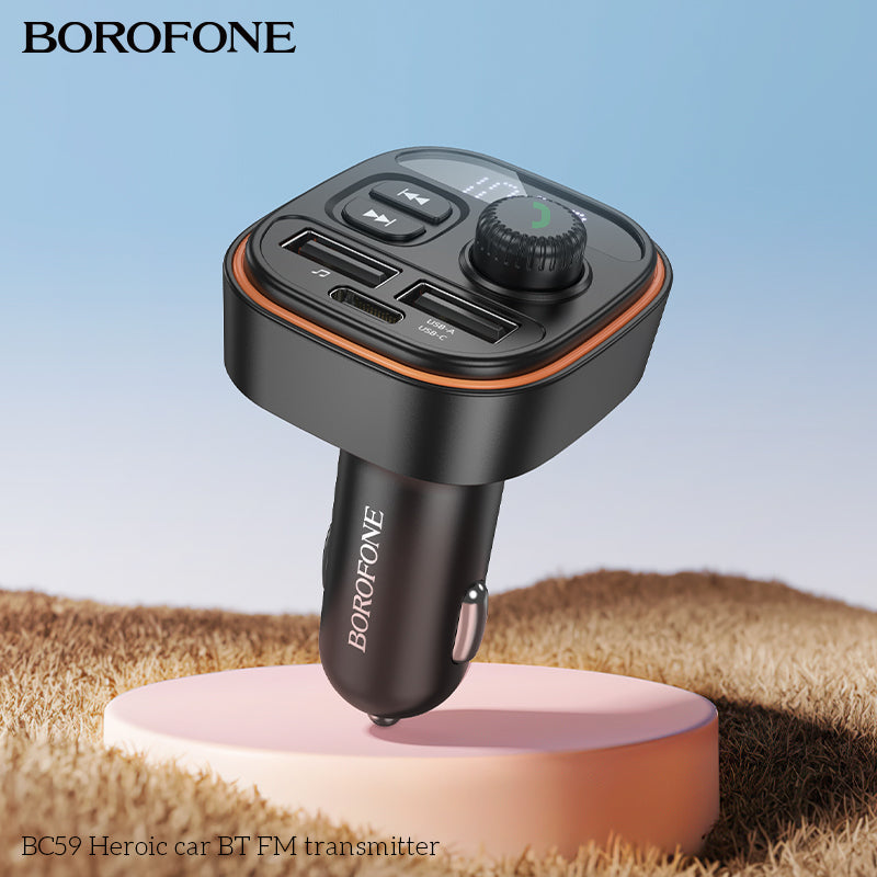 BC59 Heroic Car Bluetooth FM Transmitter – Clear, Powerful & Easy Wireless FM