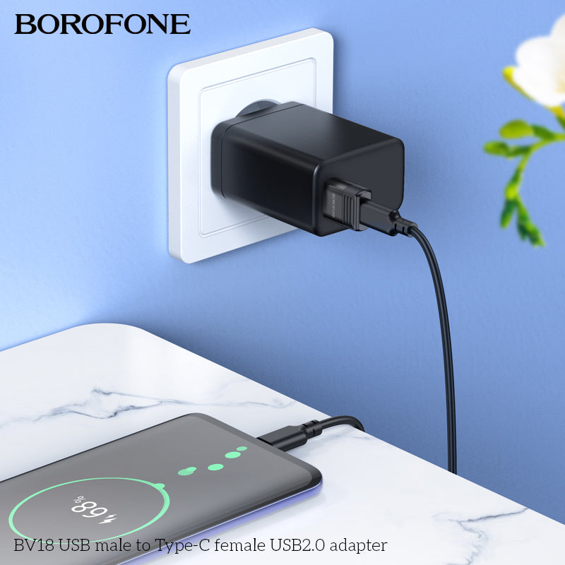 BV18 USB Male to Type-C Female USB2.0 Adapter – Easy Charging & Sync
