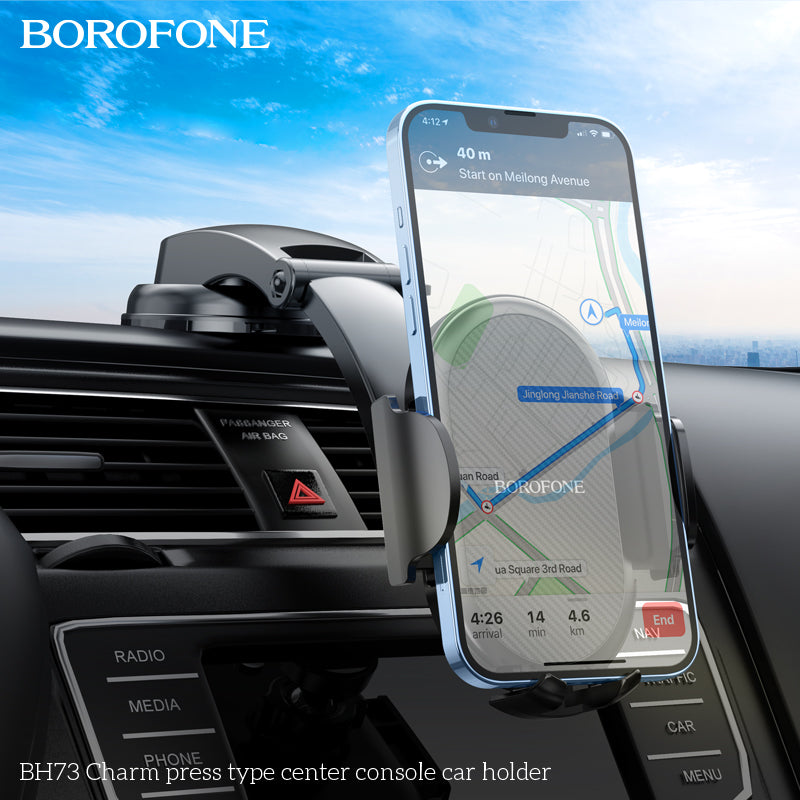 BH73 Charm Press Car Phone Holder – Easy & Secure Mobile Holder for Your Console