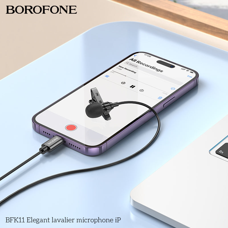 BFK11 Elegant Lavalier Microphone iP – Lapel Mic for Podcasts, Gaming & More