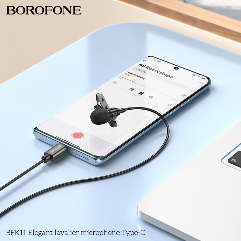 BFK11 Elegant Lavalier Microphone Type-C – Lapel Mic for Podcasts, Gaming & More