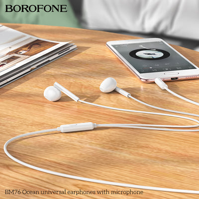 BM76 Ocean Universal Stereo Earphones with Mic – Deep Sound, Smooth Comfort