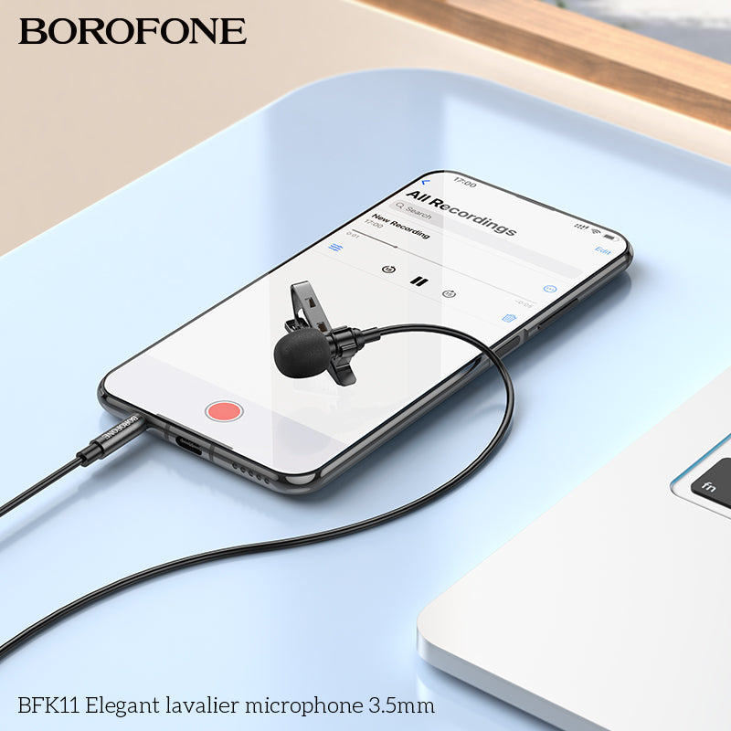 BFK11 Elegant Lavalier Microphone 3.5mm – Lapel Mic for Podcasts, Gaming & More