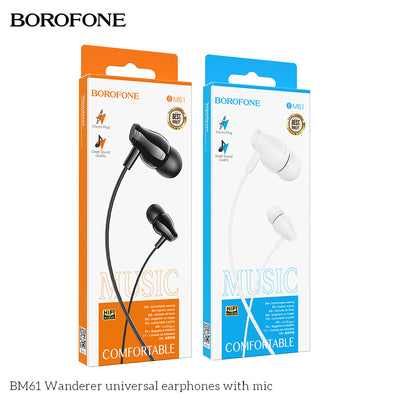 BM61 Wanderer Universal Earphones with Mic – Clear Sound, Comfortable Fit